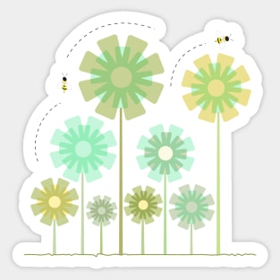 Blooming Flowers and Honey Bees Sticker